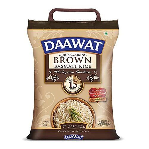 Quick Cooking Commonly Cultivated Long-Grain Daawat Brown Basmati Rice, 5 Kg 