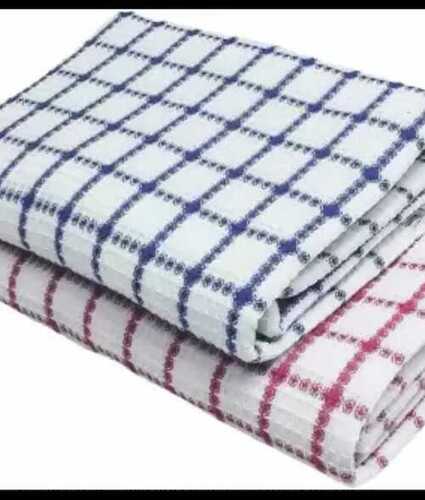 Quick Dry, Soft Fabric and No Fade Stripped Checks Cotton Bath Towel, Size: 75x150 Cm