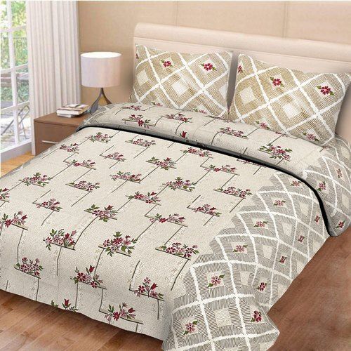 Quick Dry 100% Cotton Hand Block Sanganeri Floral Printed Cotton Bed Sheet With Two Pillow Cover