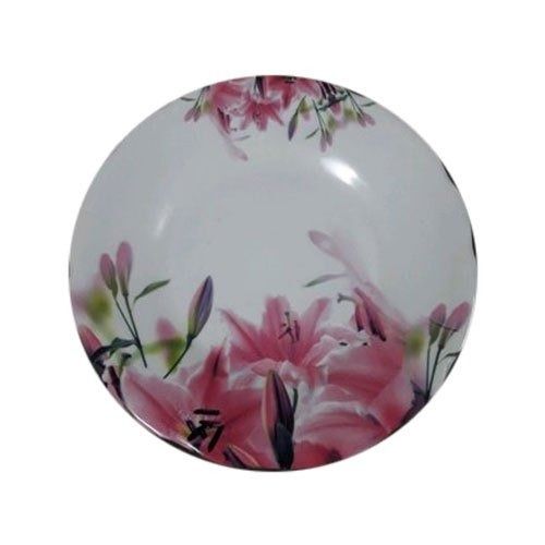 2 Mm Thick Durable And Light Weight Floral Printed Round Ceramic Plate Porcelain