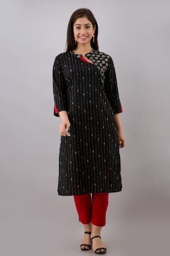 Black Fashionable Stylish Beautiful Patterns Kurti For Women Girls Decoration Material: Paint