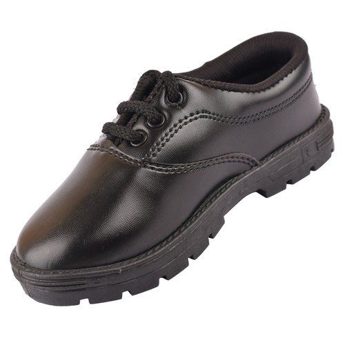 Boys Black Colour Leather Customized Casual School Shoes With Adjustable Laces Insole Material: Rubber