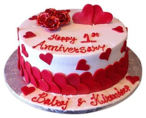 Fresh And Eggless Flower Design Round Vanilla Flavor Cake For Anniversary