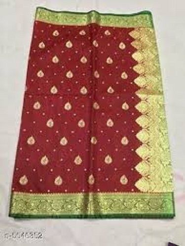 Green Maroon Colour Fancy Design Ladies Party Wear Saree with Standard Length
