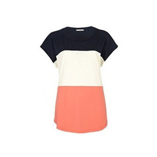 Simple And Stylish Look Triple Colour Round Neck With Short Sleeve T Shirt For Girls Age Group: Above 18