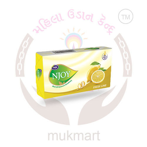 Yellow Chemical-Free Njoy Fresh Lime Fragrance Soap For All Type Skin With 100 Gram Pack 