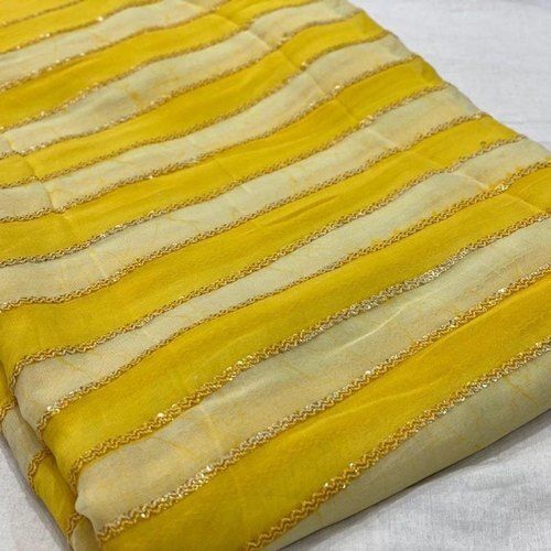 Skin Friendly Wrinkle Free Comfortable Perfect Elegant Pure Viscose Silk Embroidered Yellow Fabrics