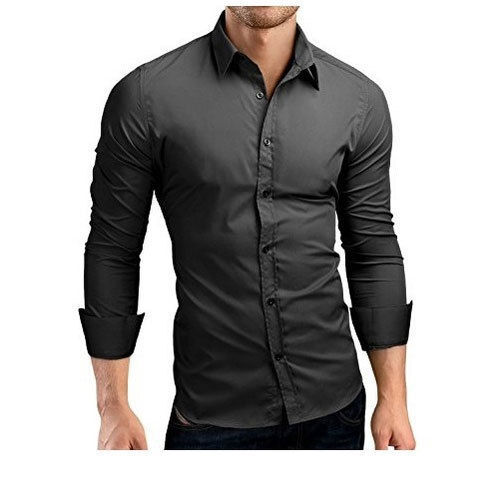 Satin Black Small & Medium Mens Full Sleeve Shirt, For Casual And Formal Wear