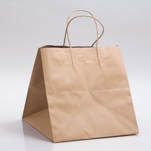 Plain Pattern Shopping Purpose Brown Color Flexiloop Strong Handle Paper Carry Bags