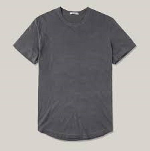 Round Neck Grey Color Short Sleeves Mens T Shirt For Casual And Regular Wear