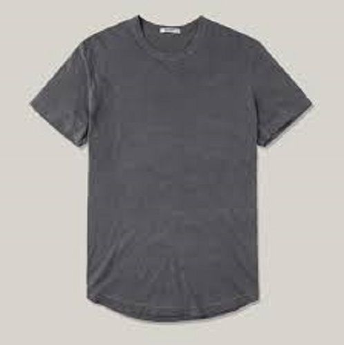 Gray Round Neck Grey Color Short Sleeves Mens T Shirt For Casual And Regular Wear