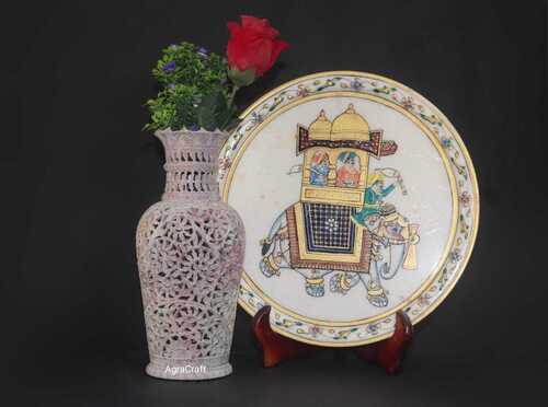 Unique Soapstone Carving Flower Vases for Decoration Purpose