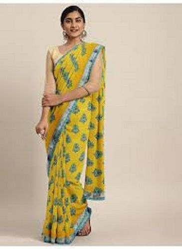 Yellow Woven Handloom Pure Cotton Saree With Lightweight Fabric And Party Wear Purpose 