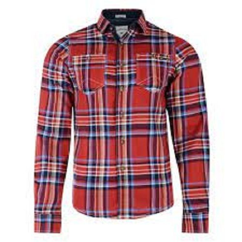 Red Color Strips Pattern Poplin Fabric Full Sleeve Mens Cotton Shirt For Casual And Party Wear Collar Style: Pinned