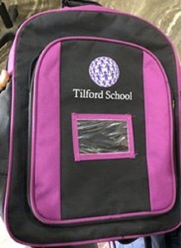 Zippered Pocket Comfortable Strap Black And Pink Lightweight School Bag 