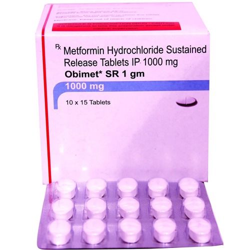 1000 Mg Metformin Hydrochloride Sustained Release Tablets Ip, Pack Of 10x15 Tablets