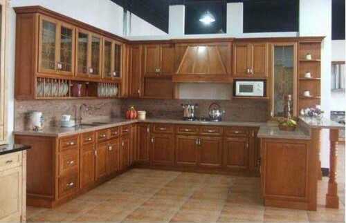 Brown Easy To Clean Classic Look Eligant Waterproof Interior Kitchen Modular Furniture