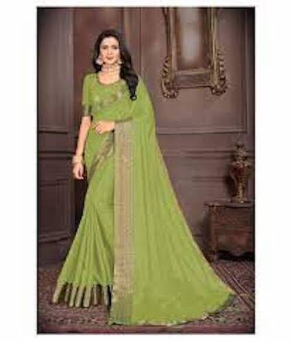 Cotton Silk Ladies Comfortable And Skin Friendly Mint Green Colour Saree With Patch Work