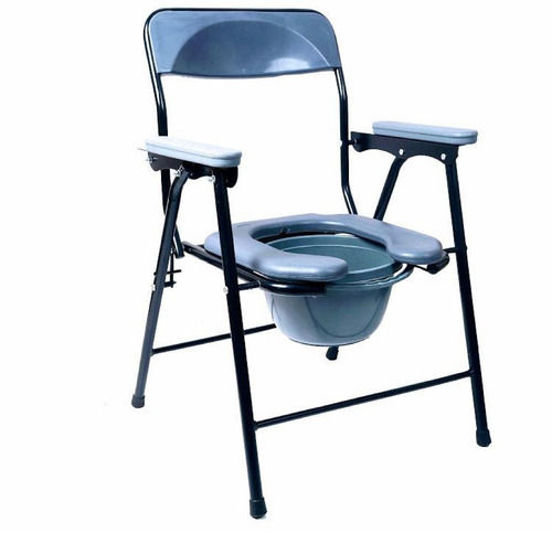 Eco-Friendly Portable Folding Commode Chair With Plastic Pot Bucket Set And 100Kg Load Capacity