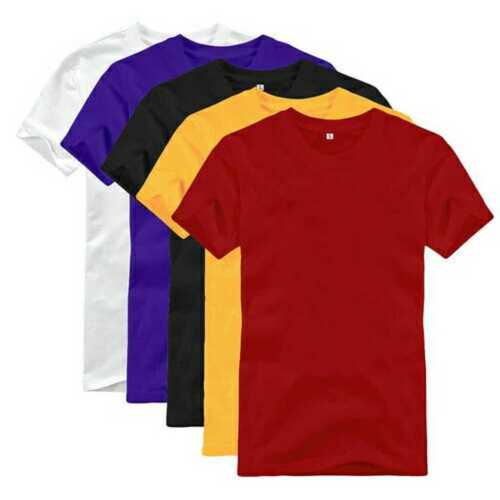 Multicolor Round Neck Short Sleeve Lightweight Plain Mens T Shirts For Summer