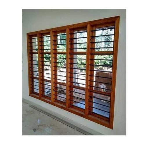 Brown Color Teak Wood Rectangular Window With 3 Inch Size And 20Kg Weight Screen Netting Material: Fiberglass