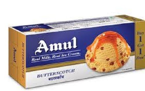 Butterscotch Amul Ice Cream With Sweet Tasty And Delicious Flavored Dessert