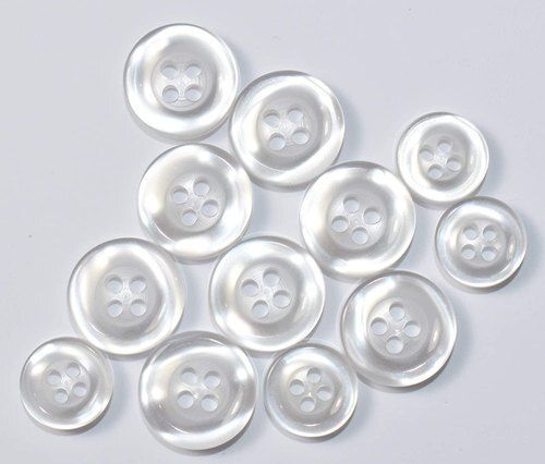 White Lightweight Ruggedly Constructed Round Qutab Transparent Pani Cloth Buttons