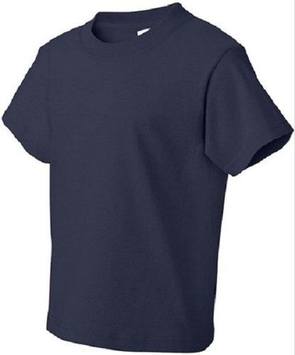 Navy Blue Plain Half Sleeve Round Neck Cotton T-Shirts For Men, Wrinkle Free Gender: Male