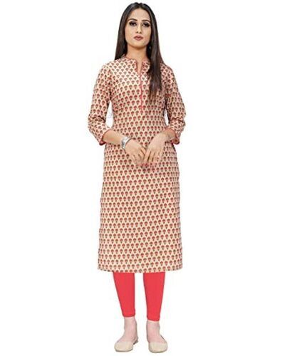 Pure Cotton and Printed Patterned Straight Kurti For Casual Wear