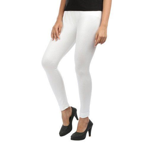 Comfortable And Breathable Plain White Casual Wear Cotton Leggings For Ladies