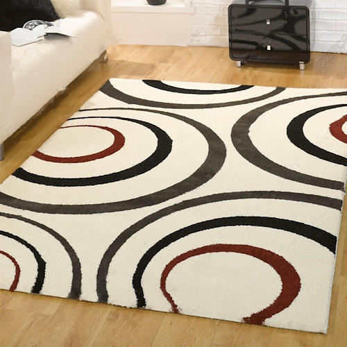 Designer Rectangular Shiny Waterproof White Floor Carpet