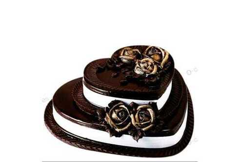 Heart Shape Pure Chocolate Cakes For Anniversary And Birthday