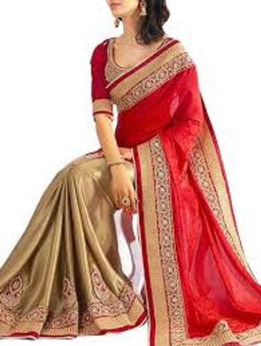 भारतीय ट्रेडिशनल वियर एम्ब्रॉयडरी वाली फैंसी और आरामदायक मल्टीकलर शिफॉन साड़ी