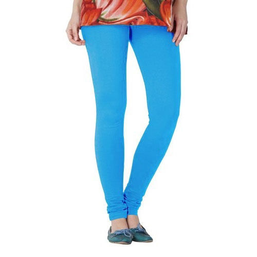 Ladies Skin Friendly Stretchable Plain Sky Blue Ankle Length Casual Wear Legging