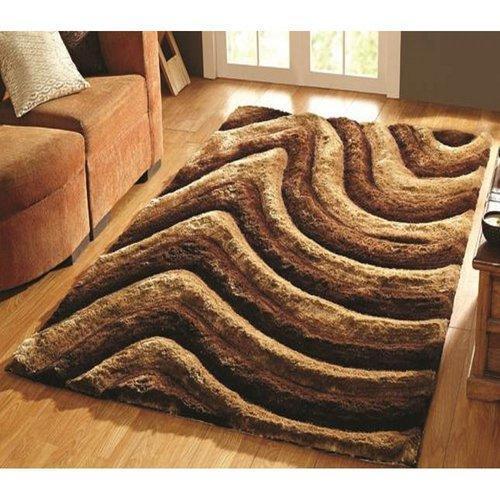 Modern Embroidered Soft And Shiny Brown Floor Carpet