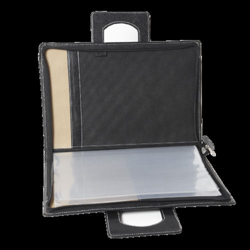 15" 10.5" Size Center Handle Black Leather Conference File Folder