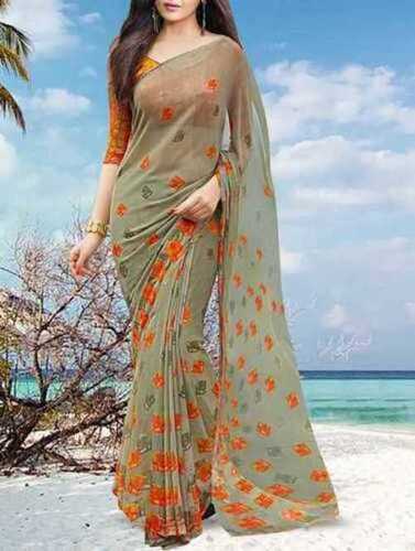 Casual Beautiful Comfortable Multicolor Printed Fancy Ladies Designer Saree For All Season