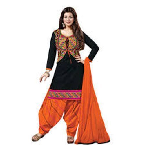 Multi Colour Embroidered Pattern And Full Sleeves Salwar Suits For Ladies