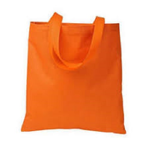 Orange Color Pure Cotton Carry Bags With Loop Handle For Shopping Use