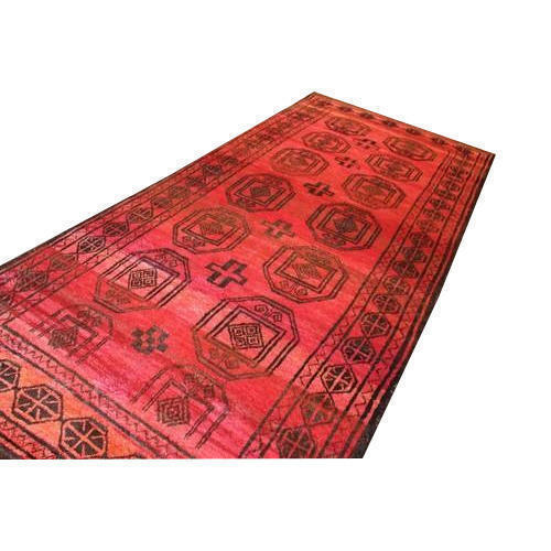 Rectangular Washable Anti Slip Red Black Printed Floor Carpet 