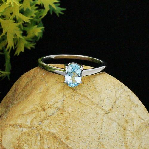 Round Blue Topaz & Diamond Single Row Hidden Halo Engagement Ring Platinum  1.25ct - AZ16614