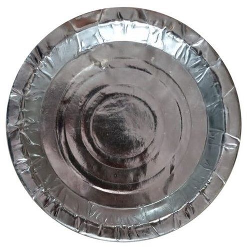 Smooth Finish Silver Coated Round Disposable Paper Plates Plain For Parties  Size: 6 Inch