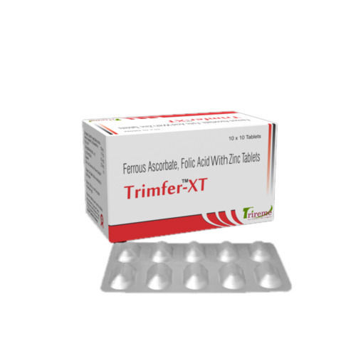 Trimfer-Xt Ferrous Ascorbate Folic Acid With Zinc Tablets