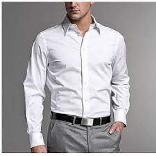 Men'S Full Sleeve Classic Slim Fit Plain Formal Solid White Linen Cotton Shirt