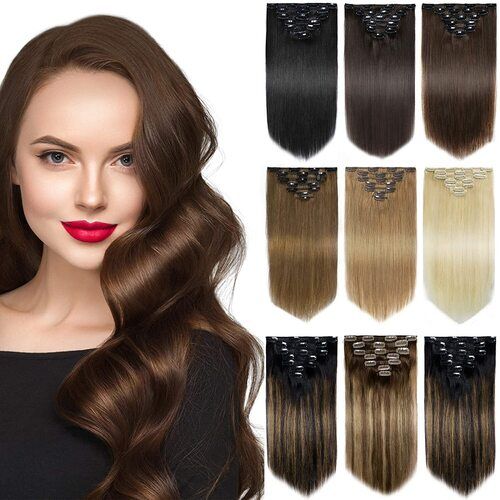 Indian Remy Clip On Human Hair Extensions With Light Brown And Black