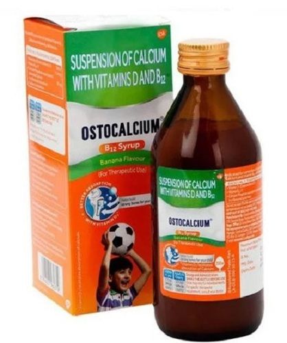 Liquid Calcium With Vitamins D3 And B12 With Banana Flavour Ostocalcium B12 Suspension General Medicines