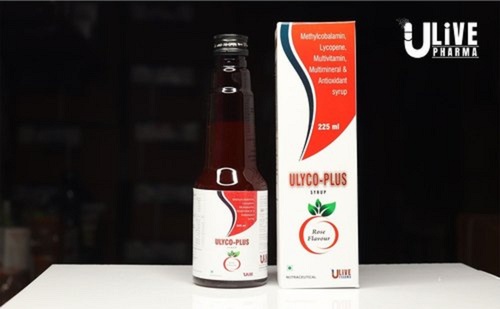 यूलिको-प्लस लाइकोपीन, मल्टीविटामिन, मल्टीमिनरल्स और एंटीऑक्सीडेंट सिरप, 225 मिली खुराक का फॉर्म: तरल
