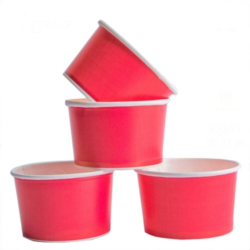 Red Plain Disposable Paper Ice Cream Cup For Events And Party 150Ml Pack Of 100 Piece