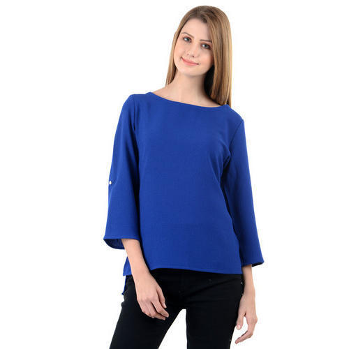 Casual Wear Regular Fit Long Sleeves Round Neck Plain Ladies Fancy Tops