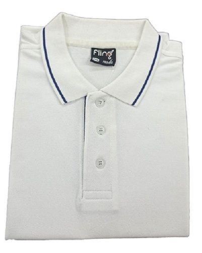 Men Comfortable And Breathable Collar Neck Half Sleeve White Royal T Shirt Age Group: 19